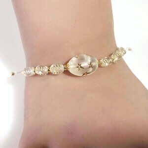 Multi Glass Beaded Gold-filled Adjustable Bracelet
